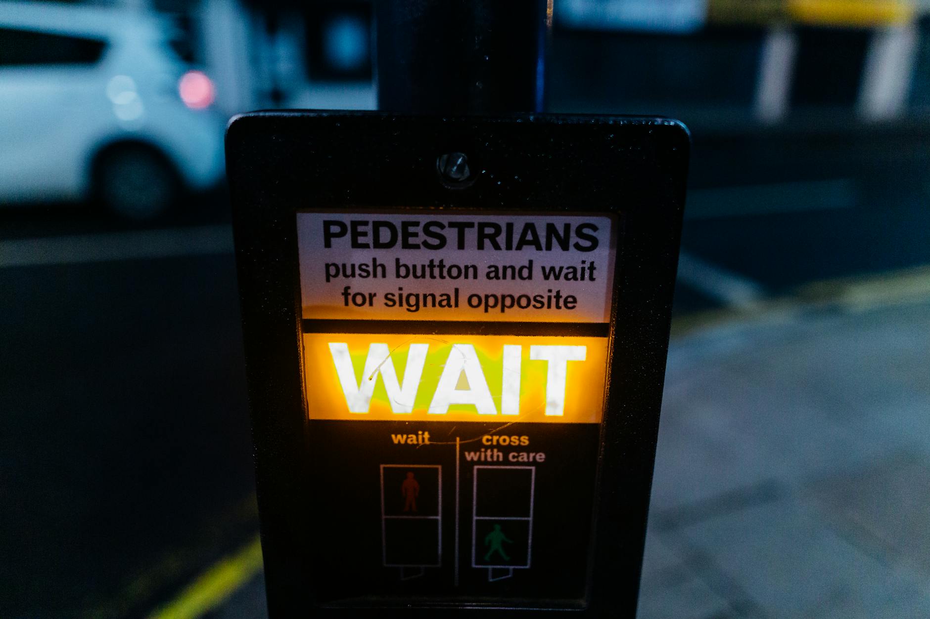 yellow wait signage